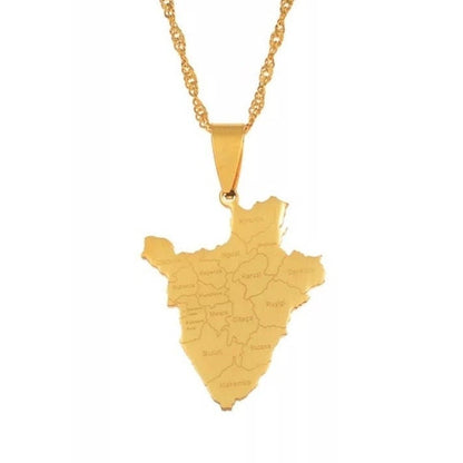 Burundi Map and Flag Necklace