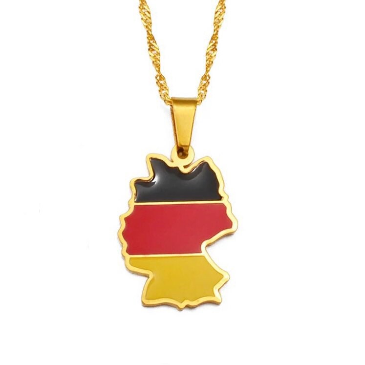 Germany Map and Flag Necklace