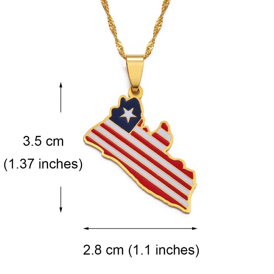 Liberia Map and Flag Necklace