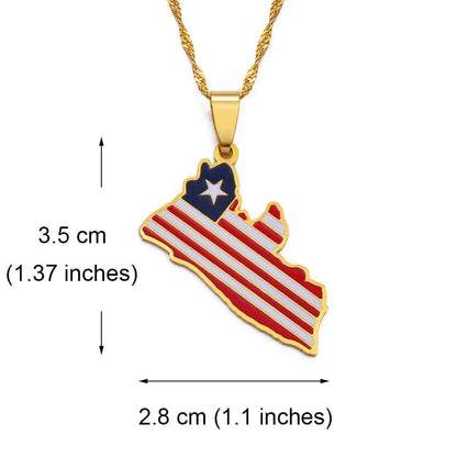 Liberia Map and Flag Necklace