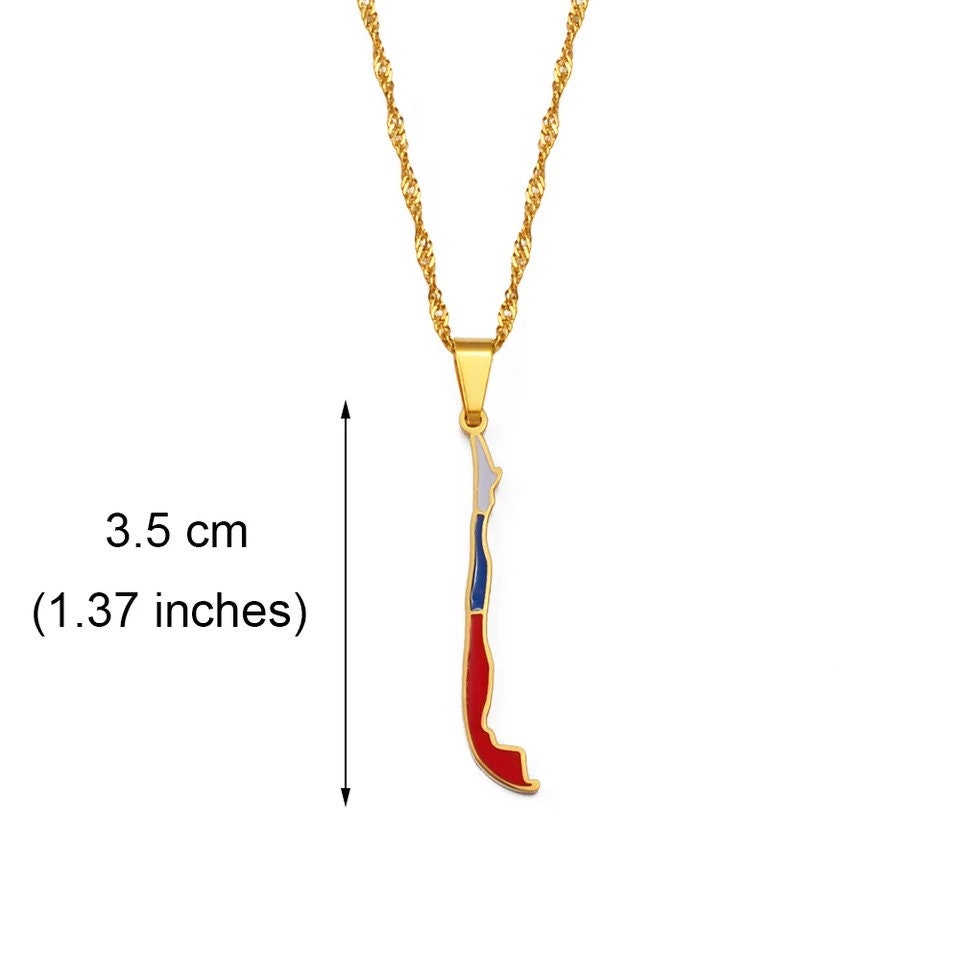 Chile Map and Flag Necklace