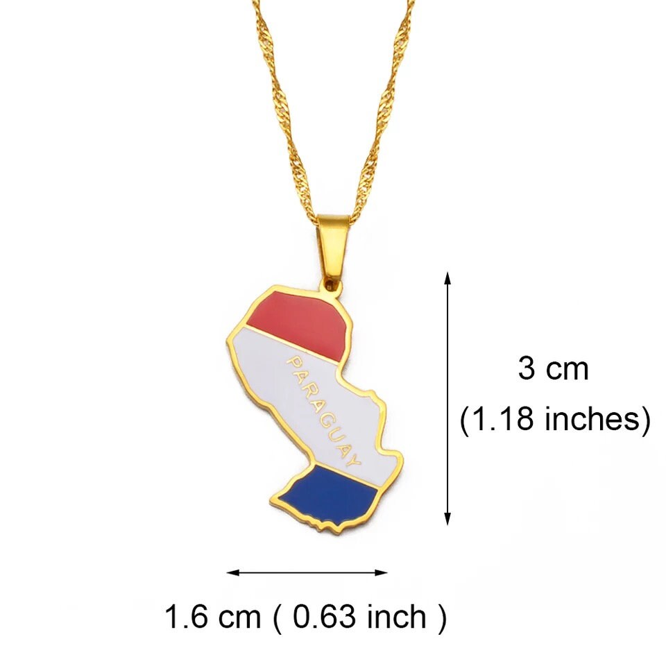 Paraguay Map and Flag Necklace