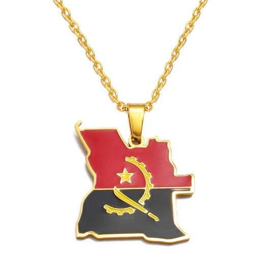 Angola Map and Flag Necklace