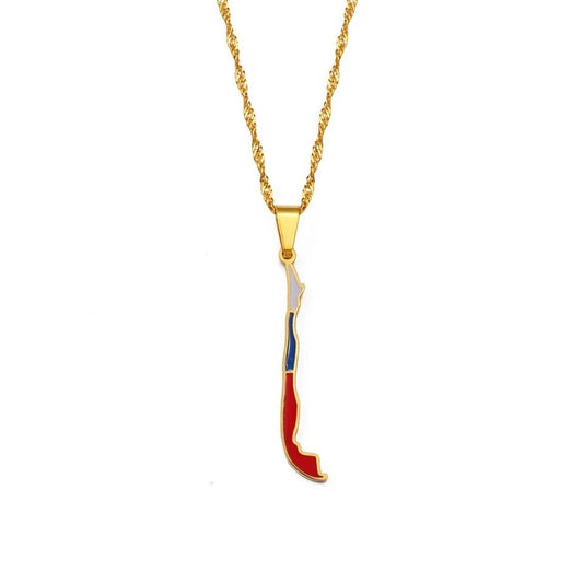 Chile Map and Flag Necklace