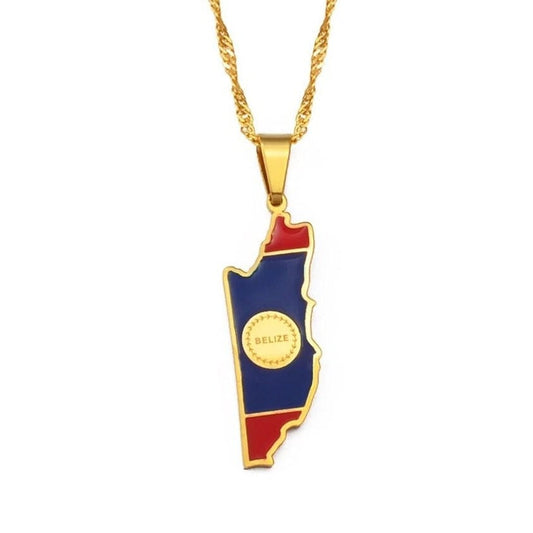 Belize Map and Flag Necklace