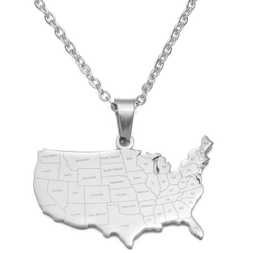 USA Map Necklace