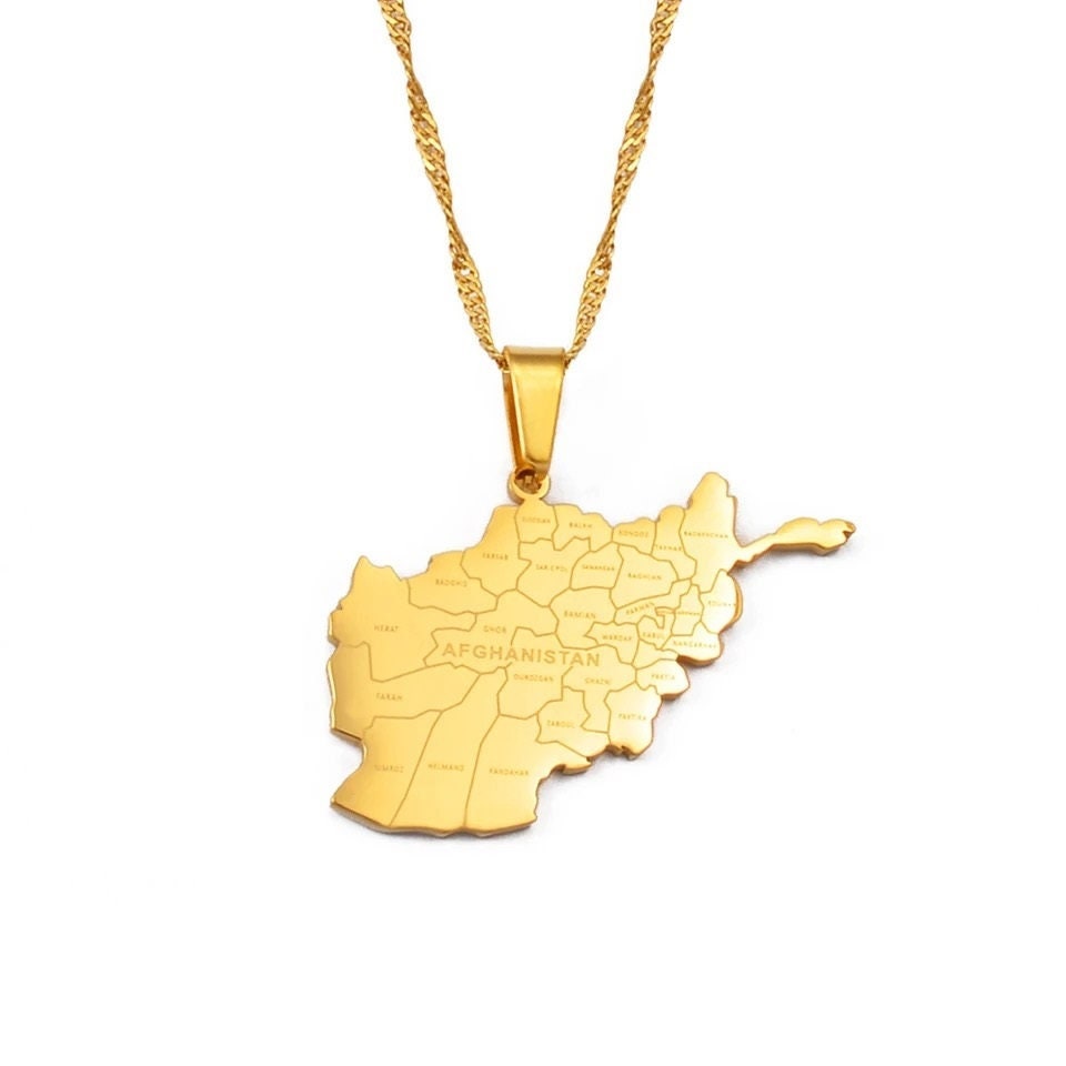 Afghanistan Map and Flag Necklace