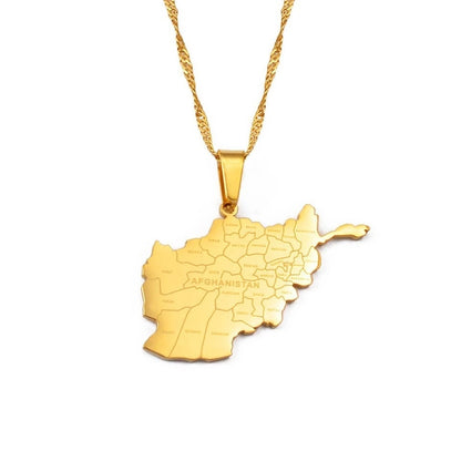 Afghanistan Map and Flag Necklace