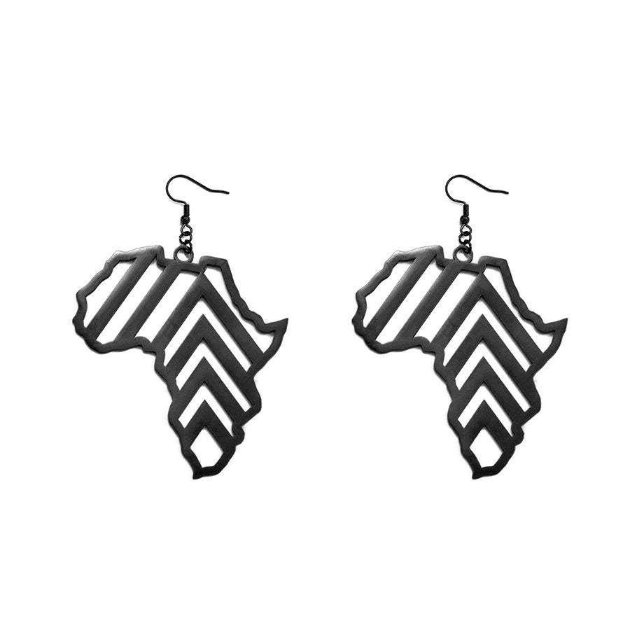 Africa Map with Abstract Lines Earrings