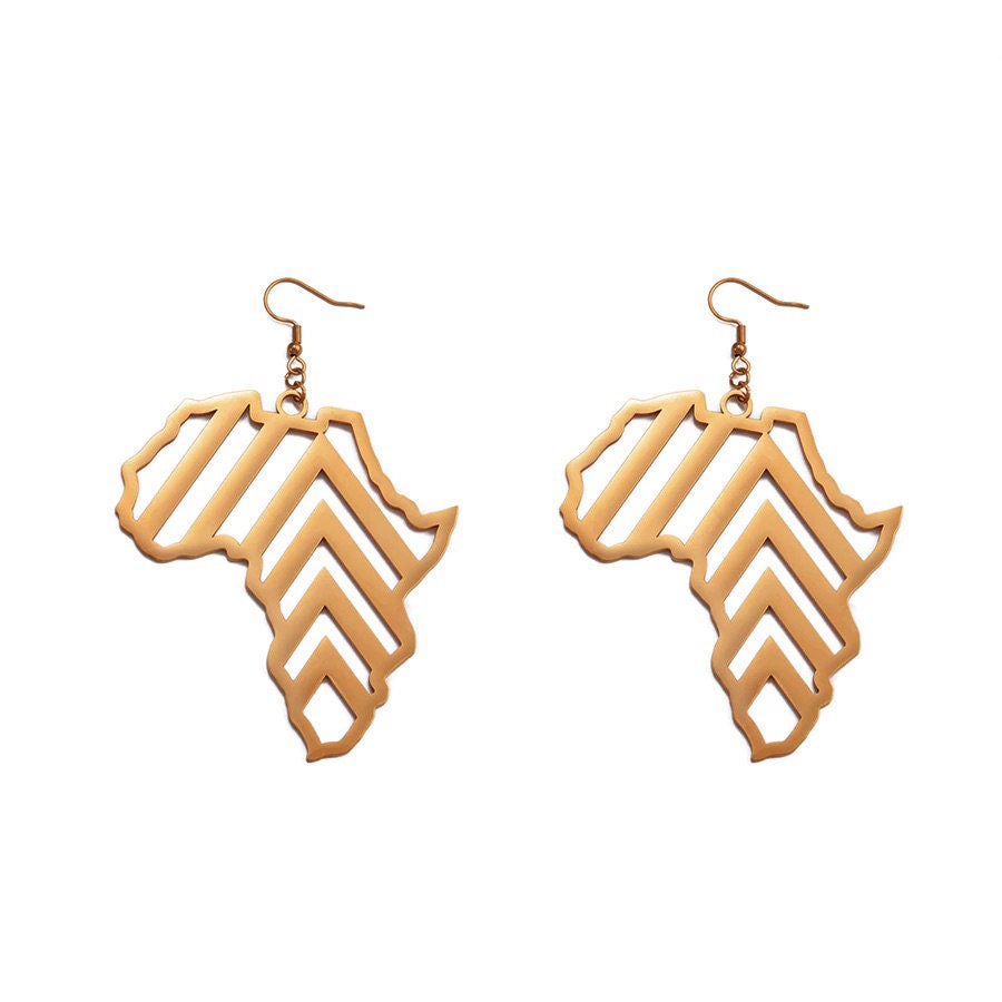 Africa Map with Abstract Lines Earrings