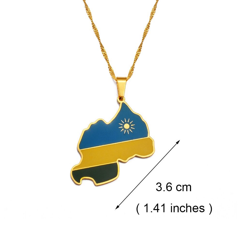 Rwanda Map and Flag Necklace