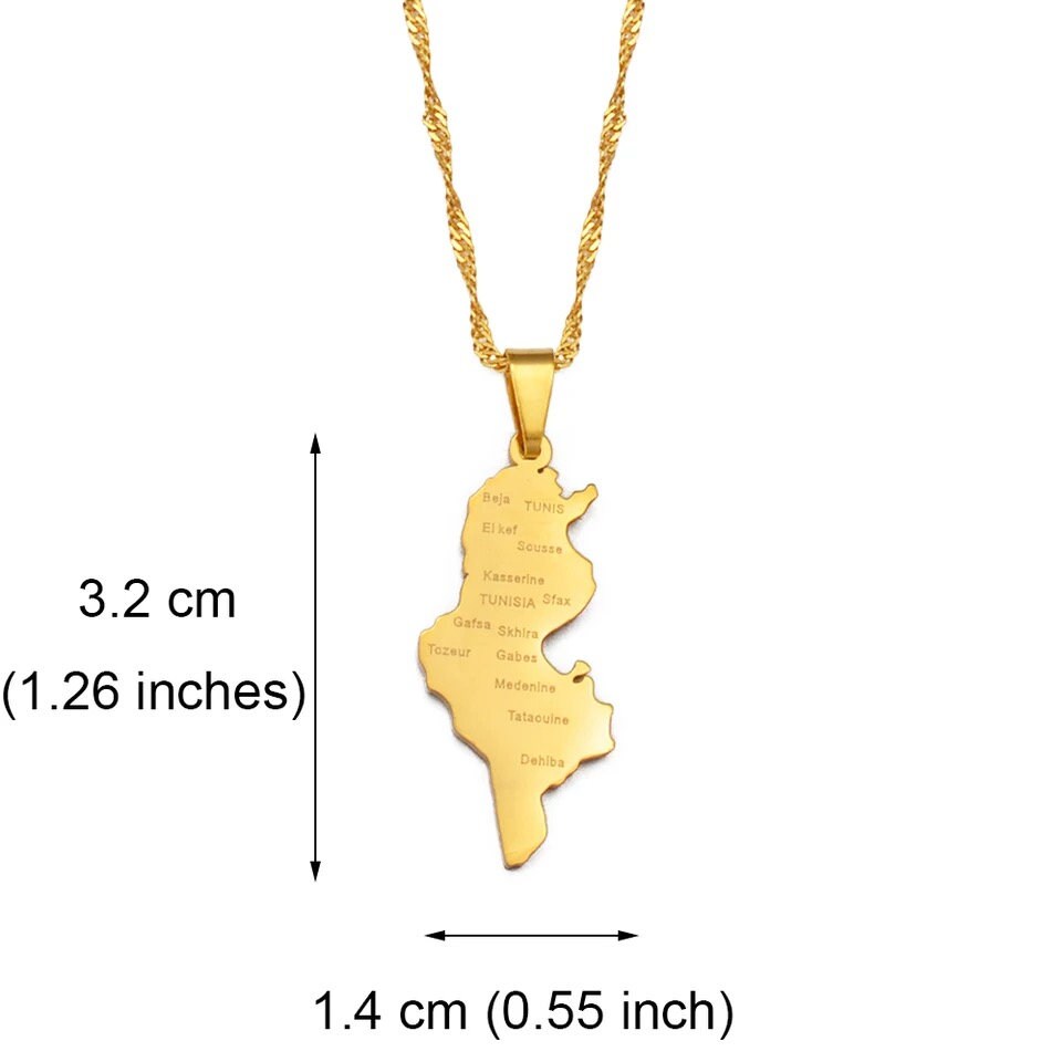 Tunisia Map Necklace