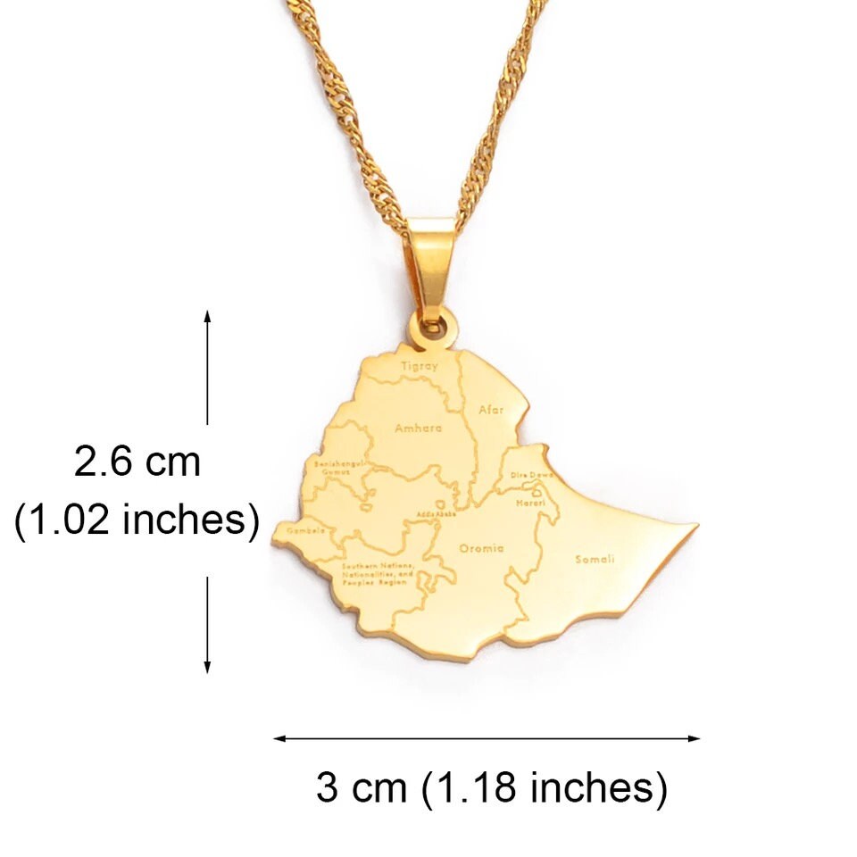 Ethiopia Map and Flag Necklace