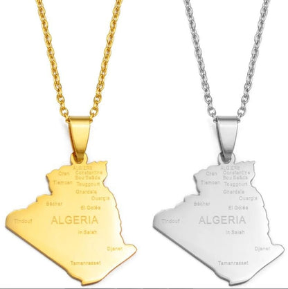 Algeria Map and Flag Necklace