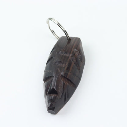 African Mask Keychain | Unique Wooden Handmade Carved Natural Wood Piece Made by Artisans and Imported from Mali, West Africa