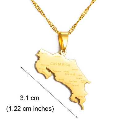 Costa Rica Map and Flag Necklace