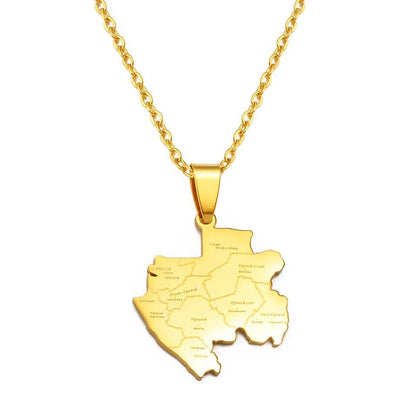 Gabon Map and Flag Necklace