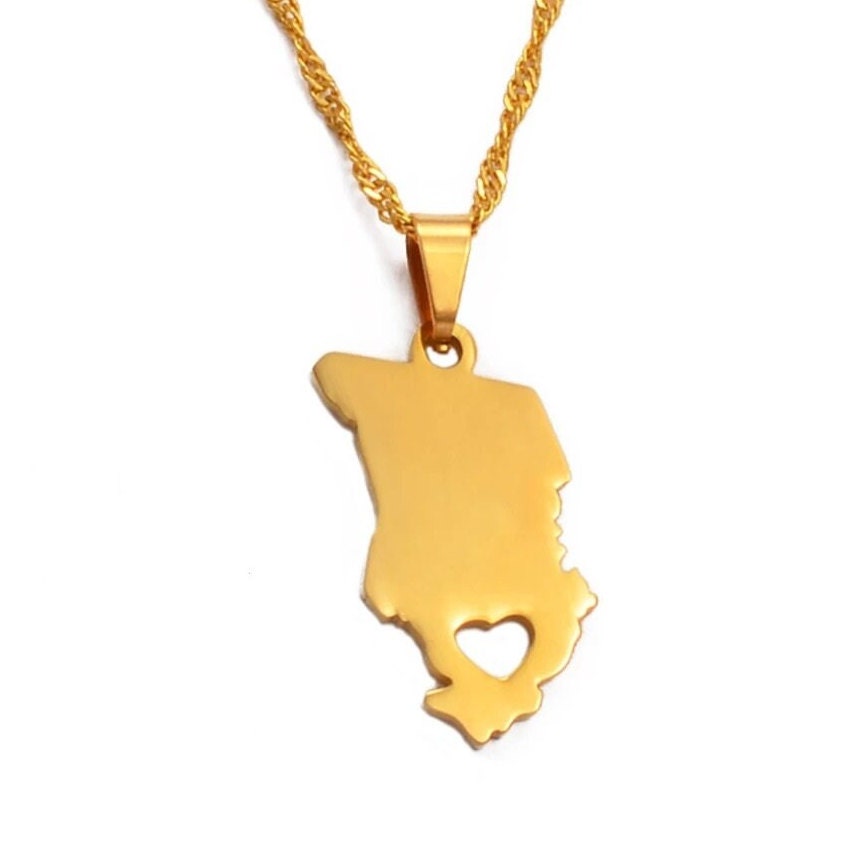 Chad Map and Flag Necklace