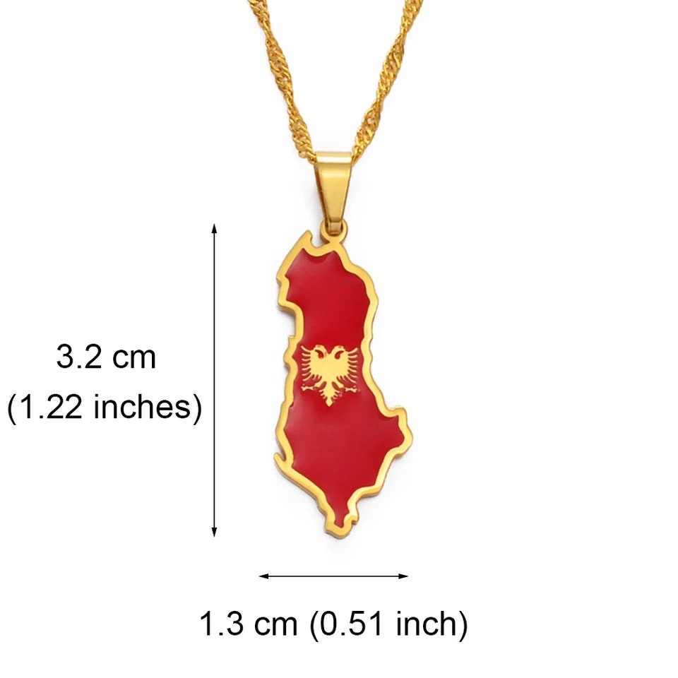 Albania Map and Flag Necklace