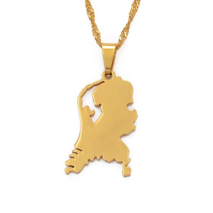 Netherlands Map and Flag Necklace