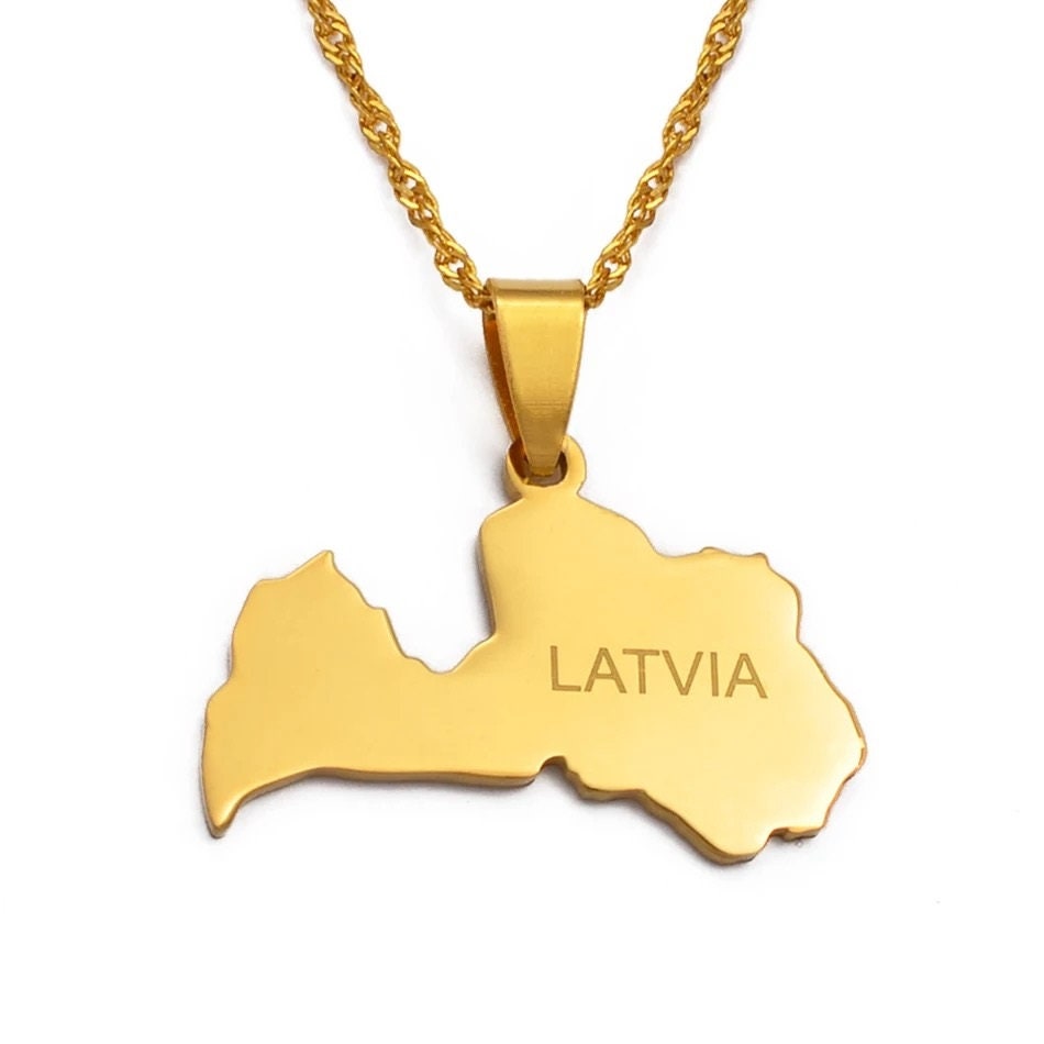 Latvia Map Necklace