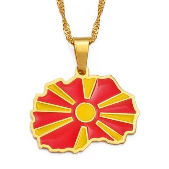 Macedonia Map and Flag Necklace