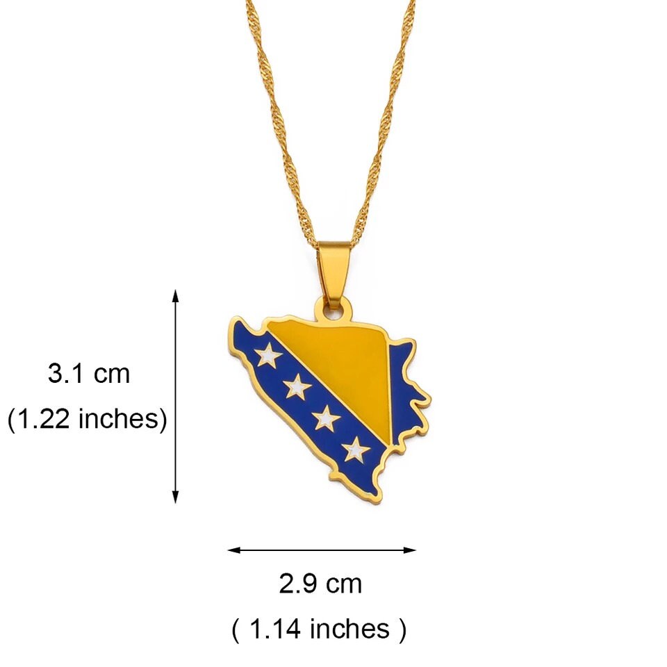 Bosnia Map and Flag Necklace