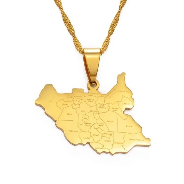 South Sudan Map and Flag Necklace