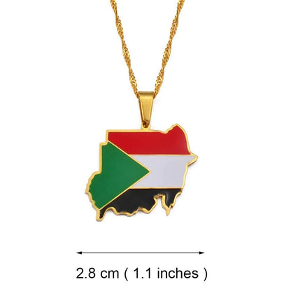 Republic of Sudan Map and Flag Necklace