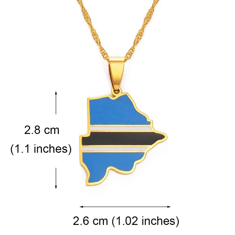 Botswana Map and Flag Necklace