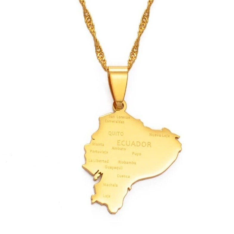 Ecuador Map and Flag Necklace