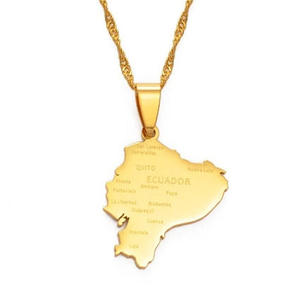 Ecuador Map and Flag Necklace