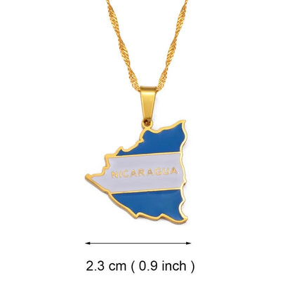 Nicaragua Map and Flag Necklace