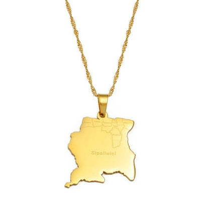 Suriname Map Necklace