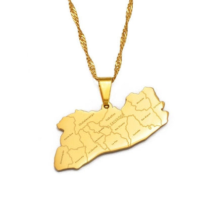 El Salvador Map Necklace