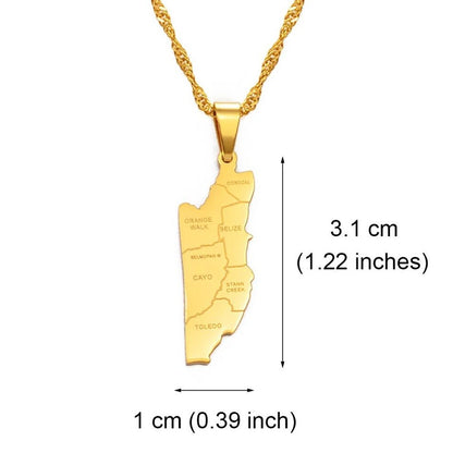 Belize Map Necklace