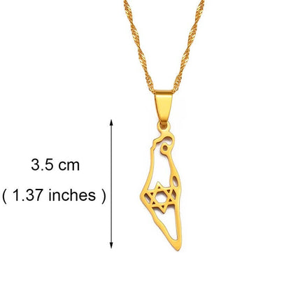 Israel Map and Star of David Necklace