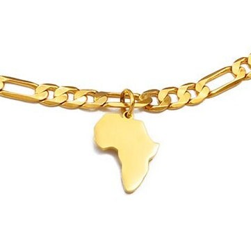 Mini Africa Map Anklet | Gold or Silver Plated Unisex Style of the African Continent for Both Men and Women ankle bracelet