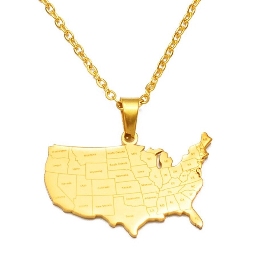 USA Map Necklace