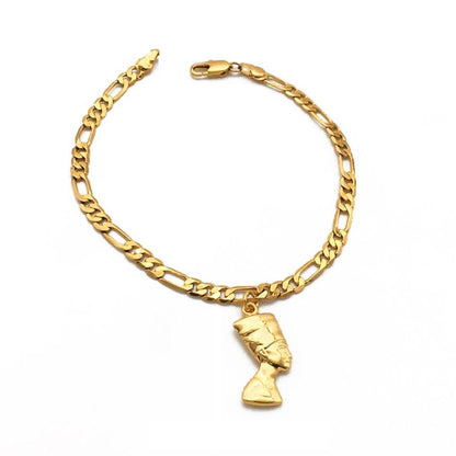 Queen Nefertiti Bracelet | Gold or Silver Plated Unisex Style of the Ancient Egyptian Figure for Both Men and Women Bracelet