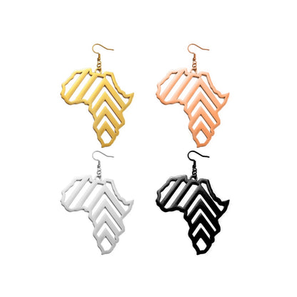 Africa Map with Abstract Lines Earrings