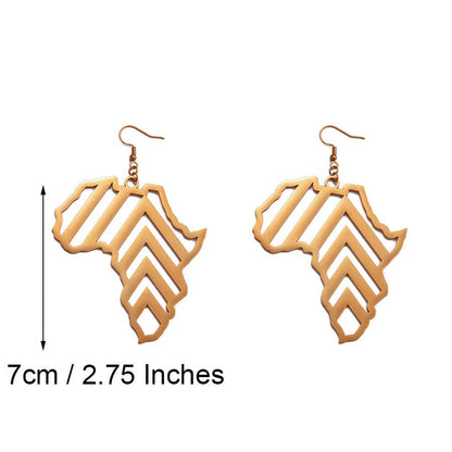 Africa Map with Abstract Lines Earrings