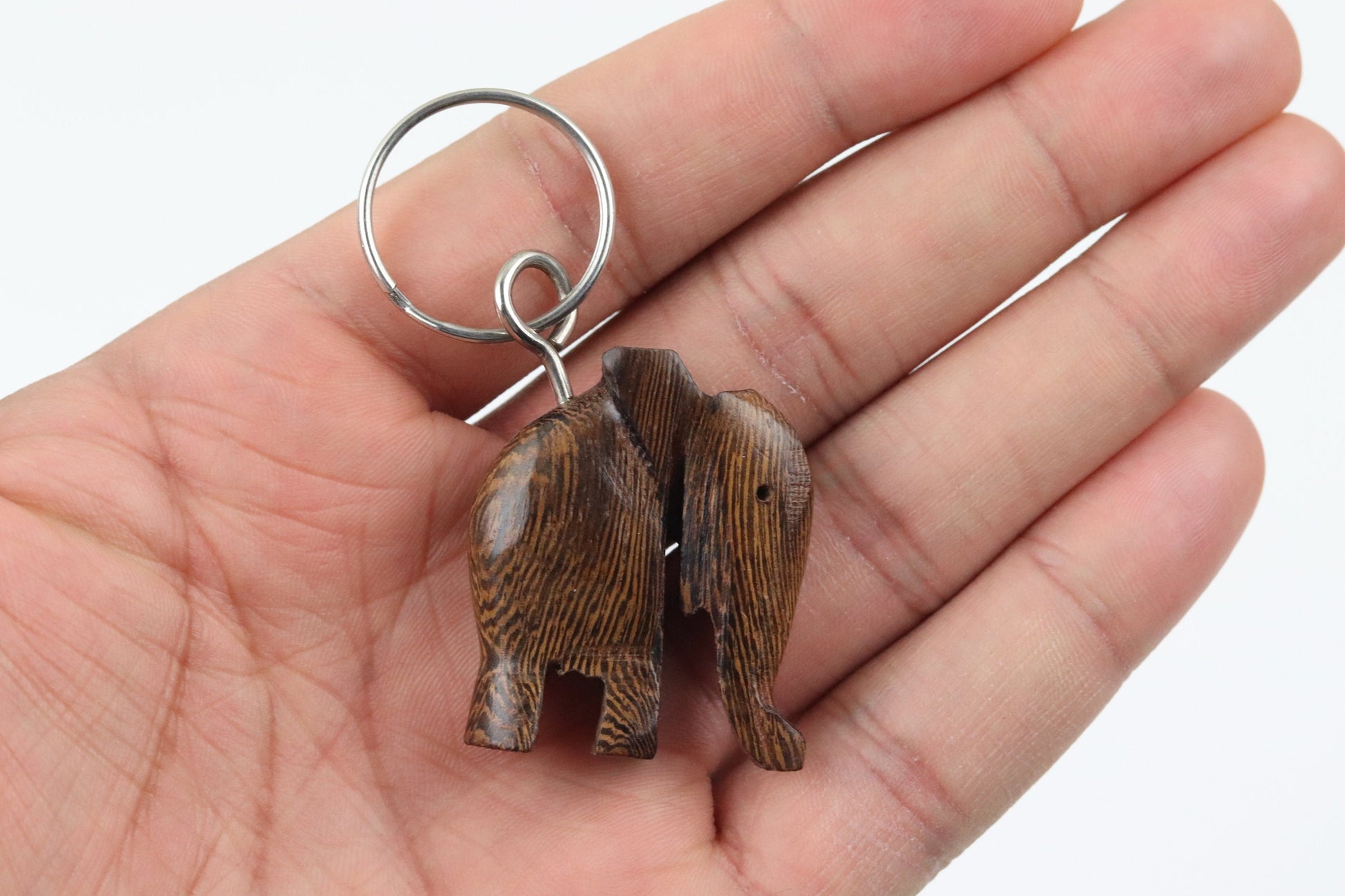 Elephant Keychain | Unique Wooden Handmade Carved Natural Wood Pieces Made by Artisans and Imported from Mali, West Africa