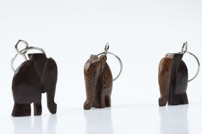 Elephant Keychain | Unique Wooden Handmade Carved Natural Wood Pieces Made by Artisans and Imported from Mali, West Africa