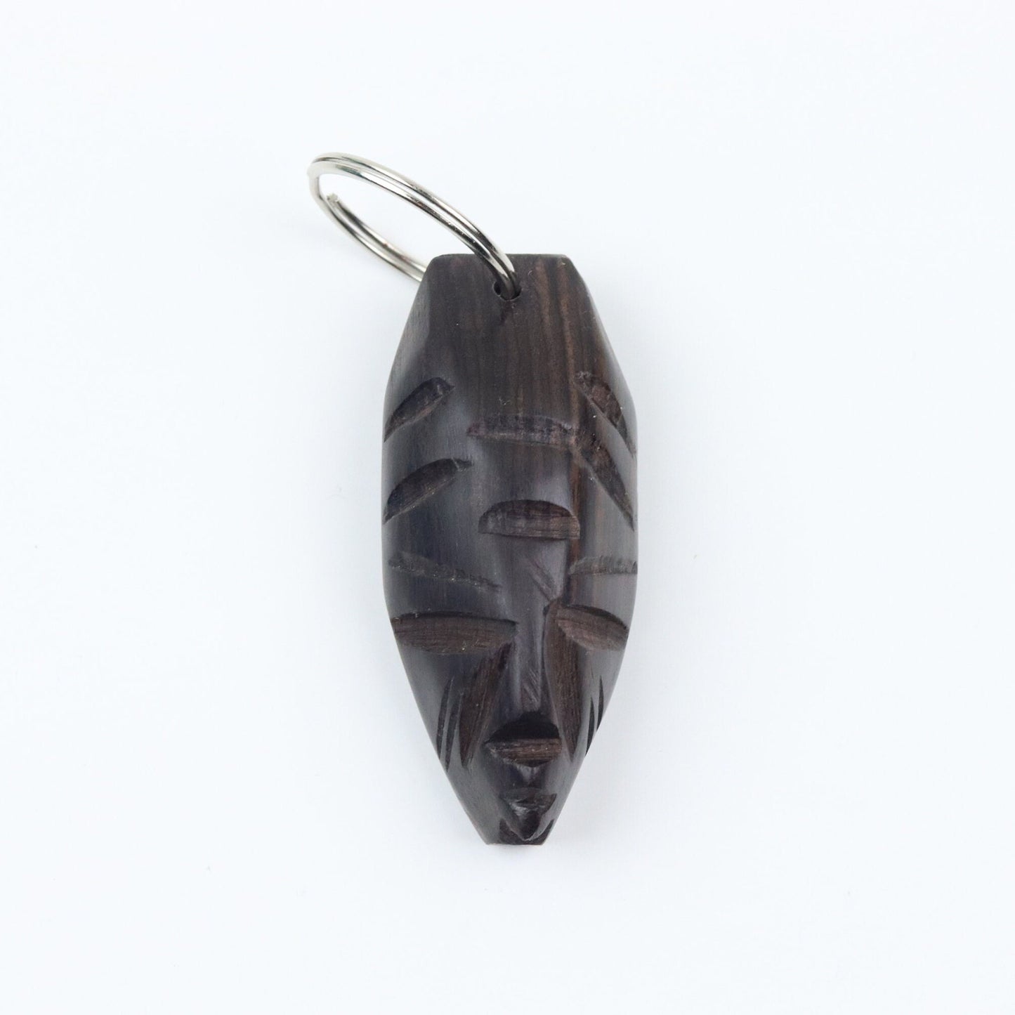 African Mask Keychain | Unique Wooden Handmade Carved Natural Wood Piece Made by Artisans and Imported from Mali, West Africa