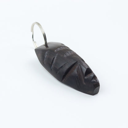 African Mask Keychain | Unique Wooden Handmade Carved Natural Wood Piece Made by Artisans and Imported from Mali, West Africa