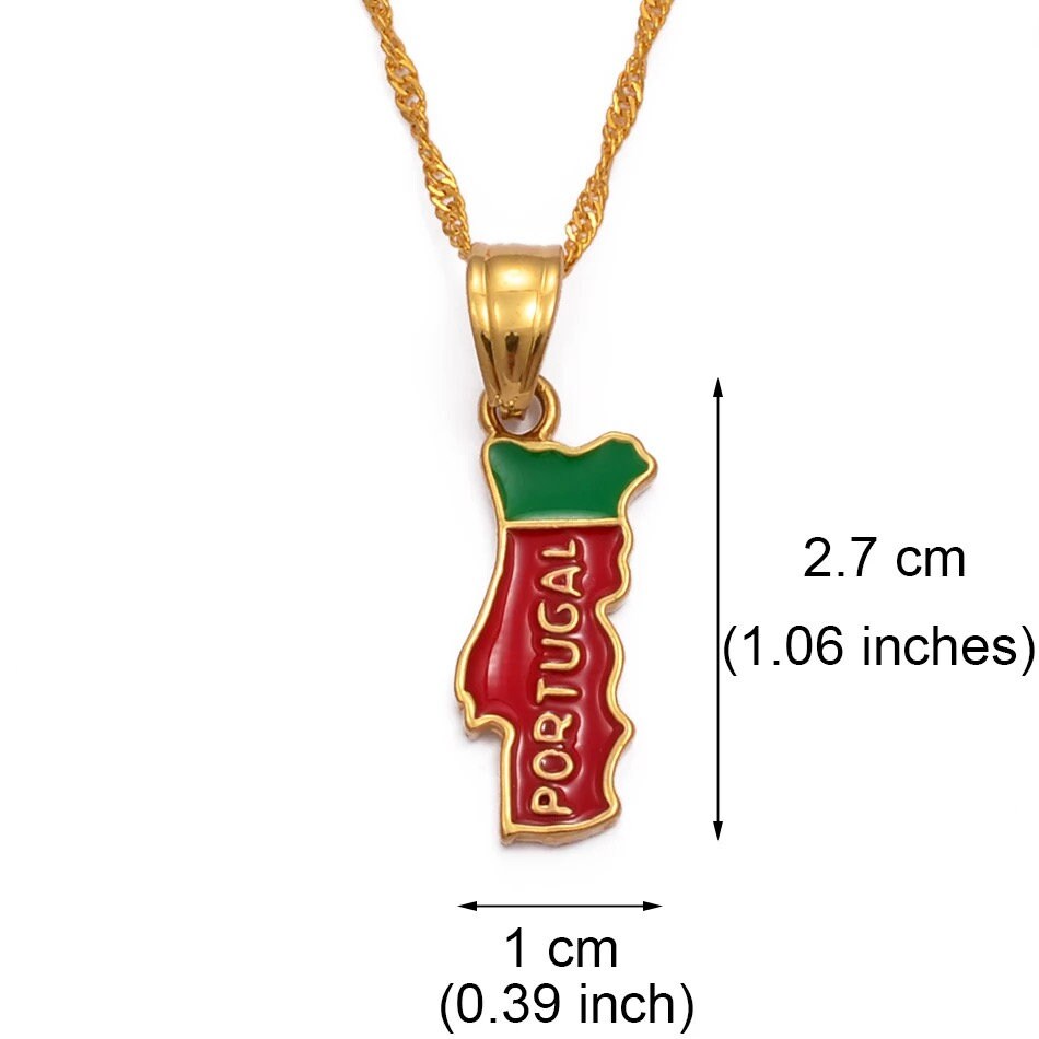 Portugal Map and Flag Necklace