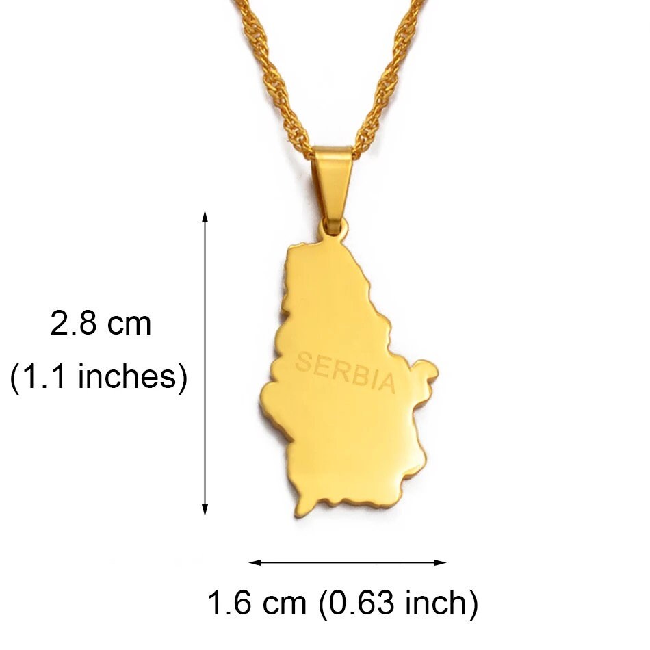 Serbia Map and Flag Necklace