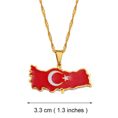 Turkey Map and Flag Necklace