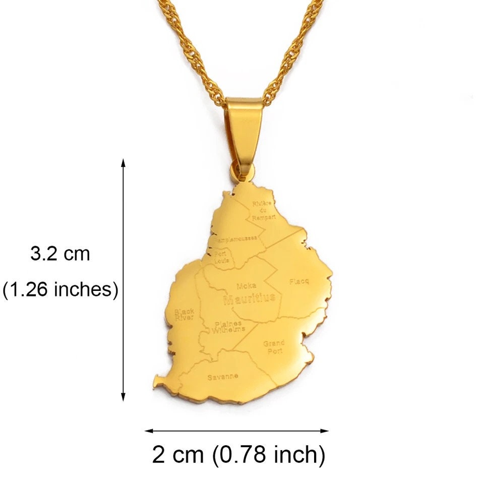 Mauritius Map and Flag Necklace